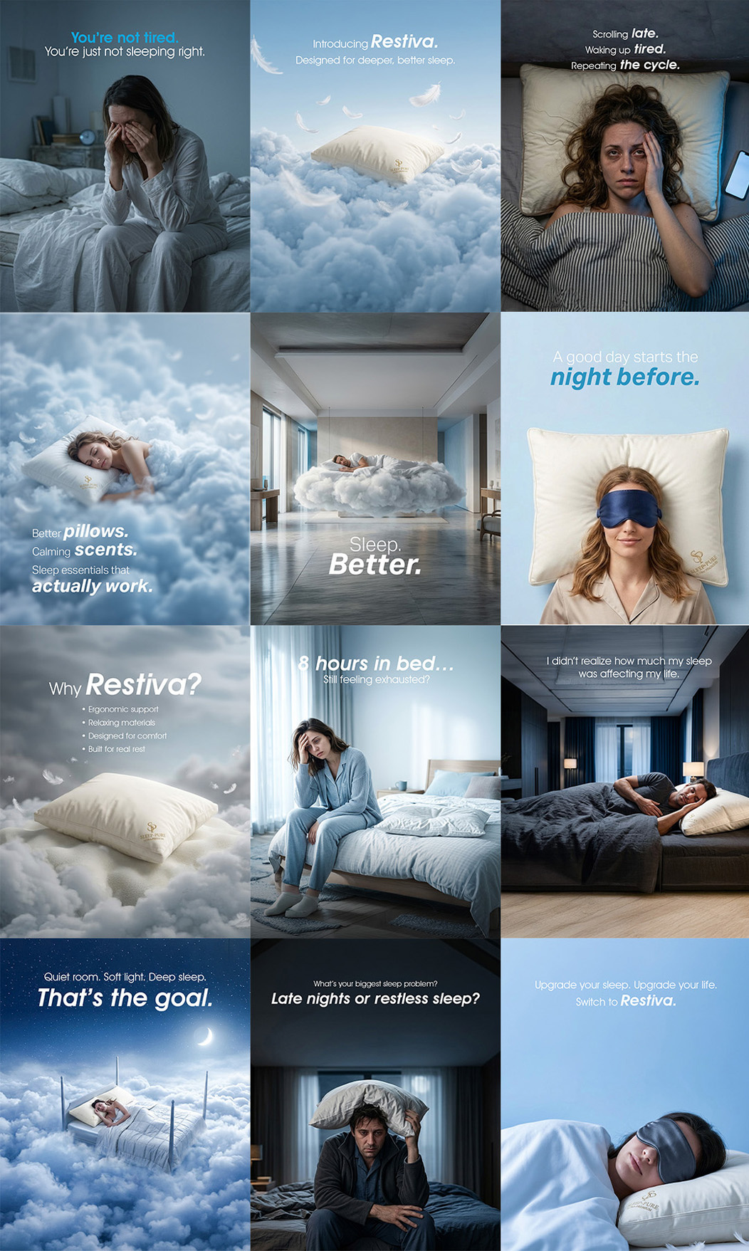 Social media post design for premium silk pillow | Restiva